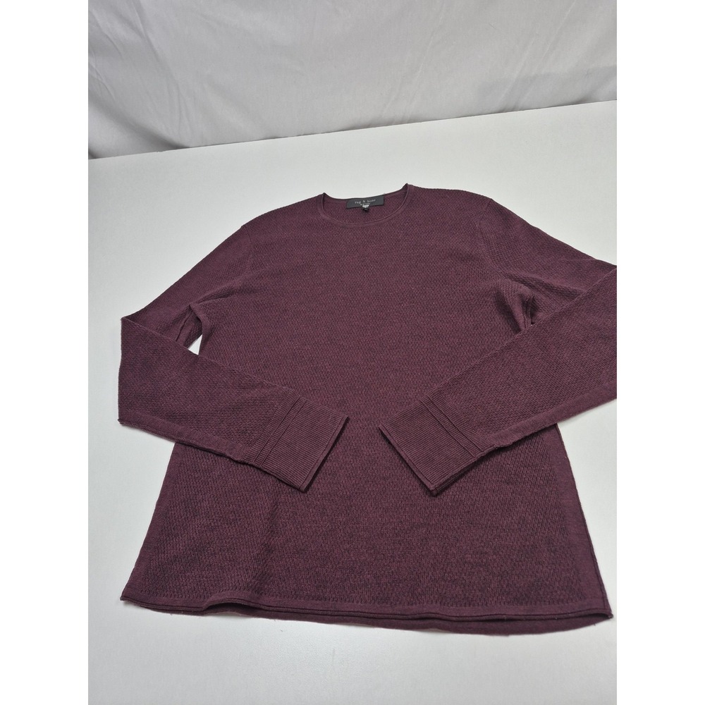 Rag & Bone Sweater Mens Large Purple Wool Nylon Crewneck Waffle Knit Pullover
